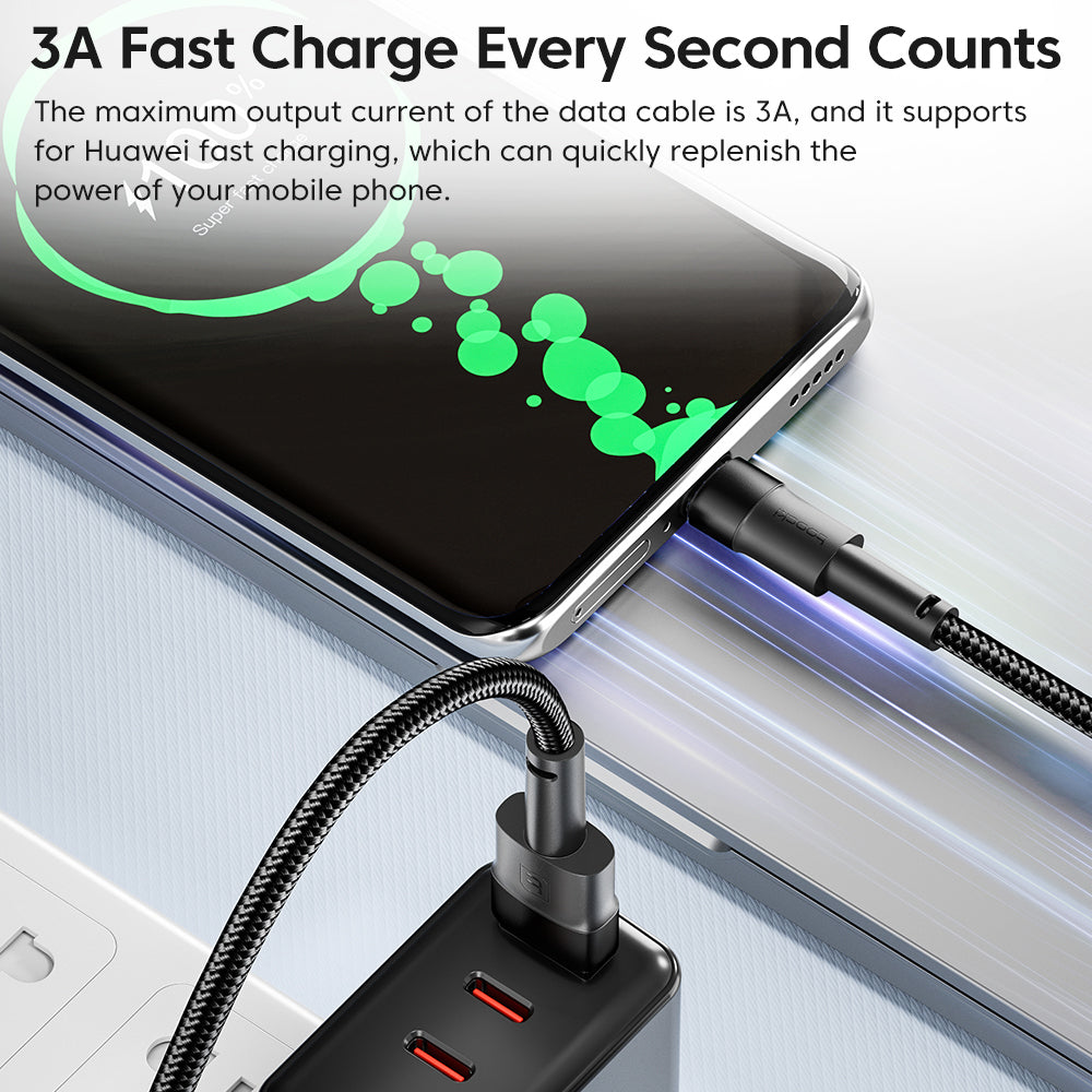 TOOCKI TQ-X16A3 1m USB to Type-C 3A Fast Charging Data Cable Braided Wire TOOCKI TQ-X16A3 1m USB to Type-C 3A Fast Charging Data Cable Braided Wire